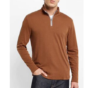 Express Men's Tipped  1/4 Zip Pullover, Heathered Gray, Long Sleeve, size Large